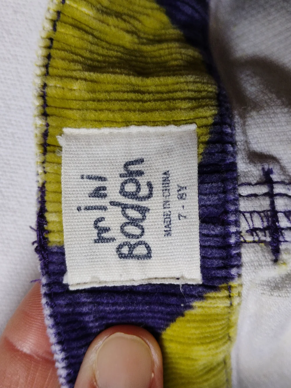 Mini Boden Purple Corduroy Skirt with Yellow Polka Dots